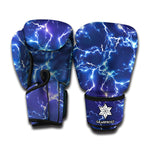 Blue And Purple Lightning Print Boxing Gloves
