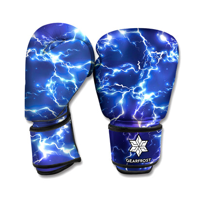 Blue And Purple Lightning Print Boxing Gloves