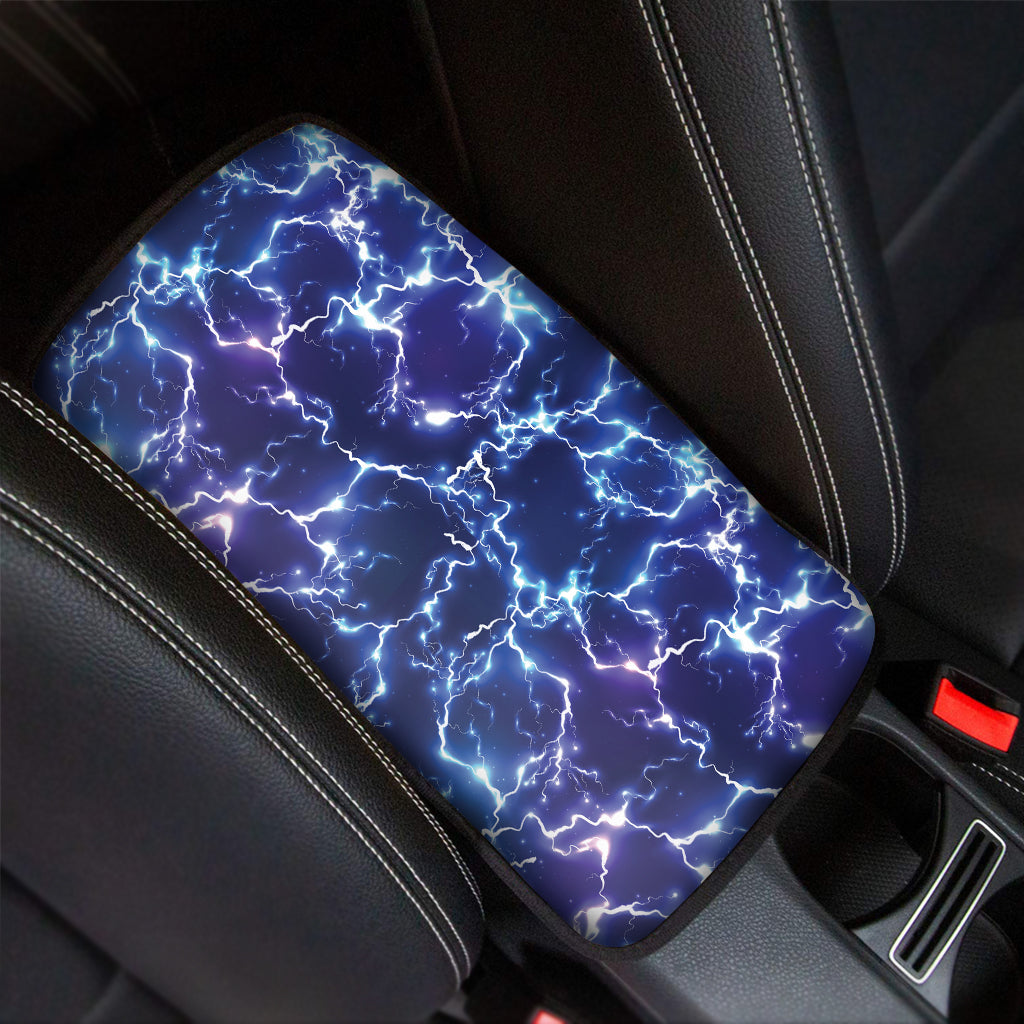 Blue And Purple Lightning Print Car Center Console Cover