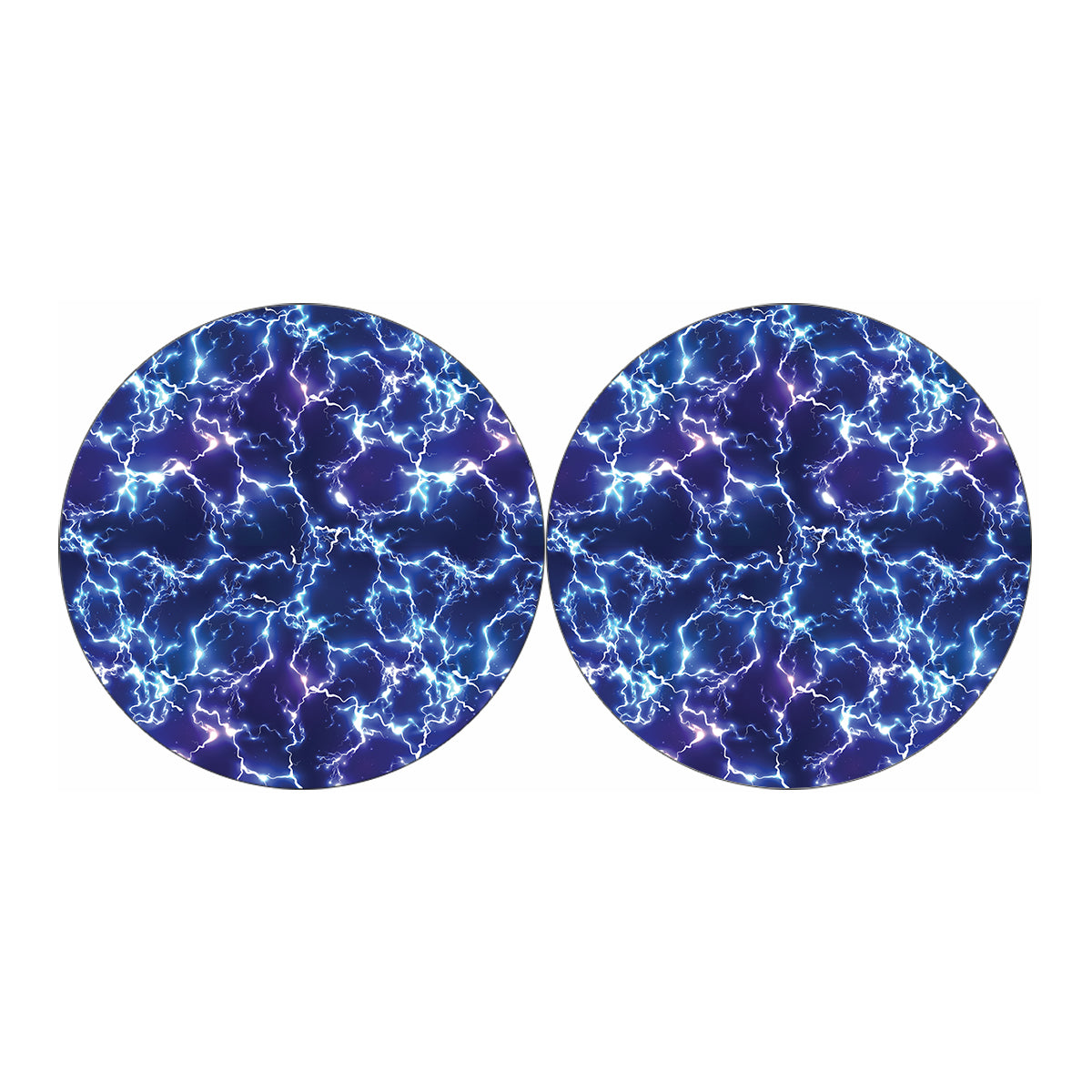 Blue And Purple Lightning Print Car Coasters