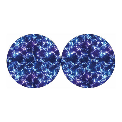 Blue And Purple Lightning Print Car Coasters
