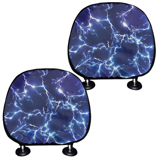 Blue And Purple Lightning Print Car Headrest Covers