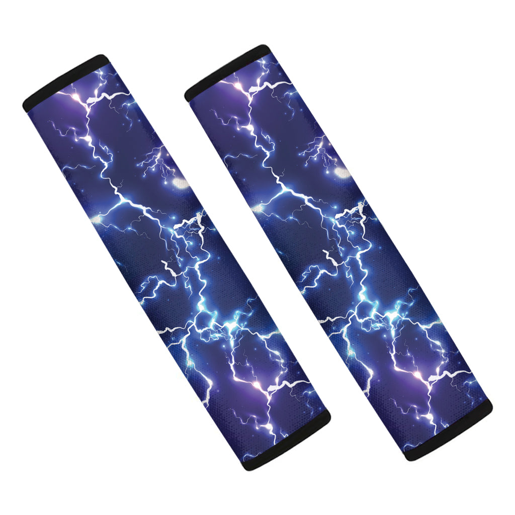 Blue And Purple Lightning Print Car Seat Belt Covers