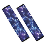 Blue And Purple Lightning Print Car Seat Belt Covers