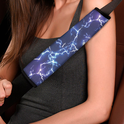 Blue And Purple Lightning Print Car Seat Belt Covers