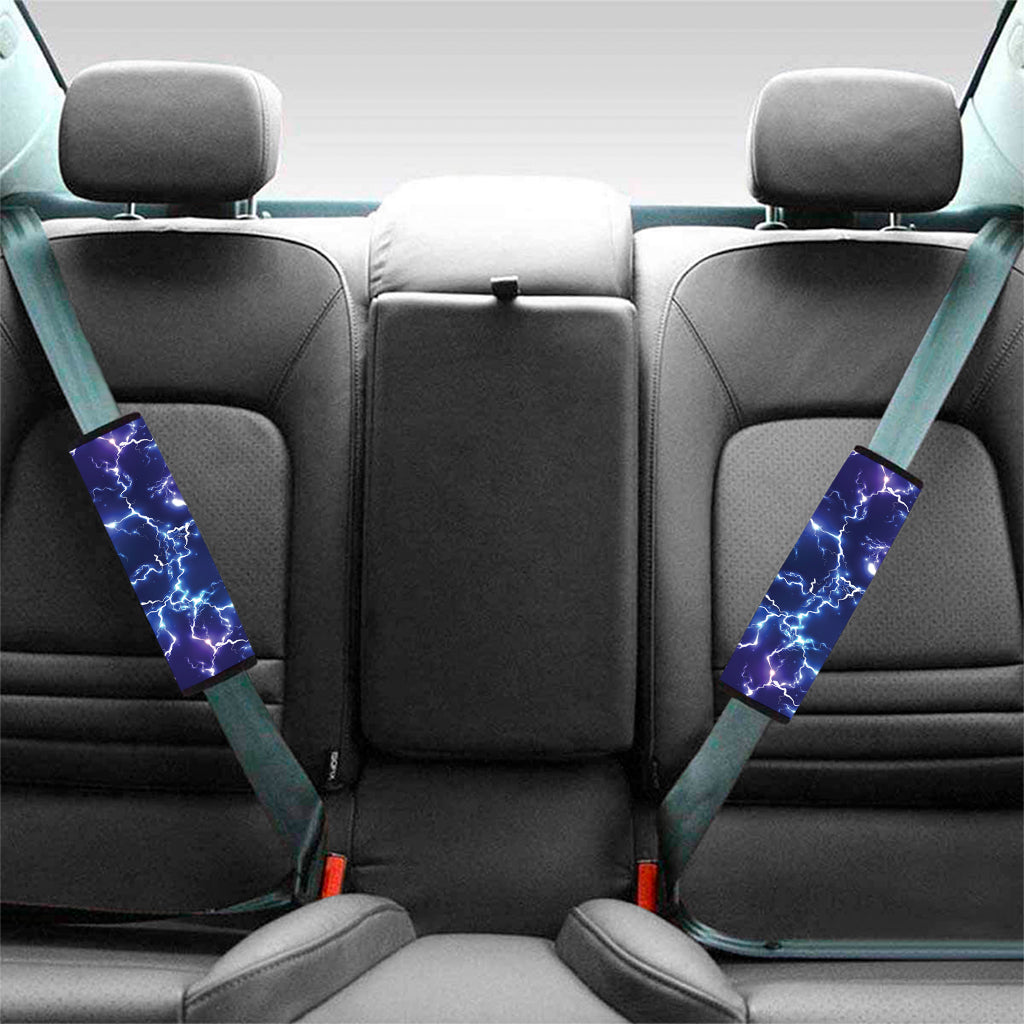 Blue And Purple Lightning Print Car Seat Belt Covers