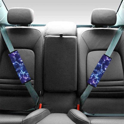 Blue And Purple Lightning Print Car Seat Belt Covers