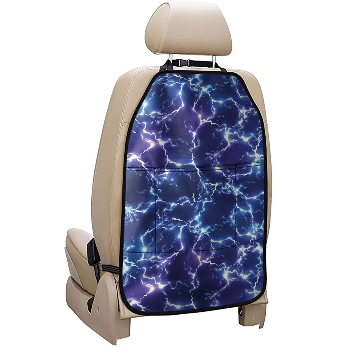 Blue And Purple Lightning Print Car Seat Organizers