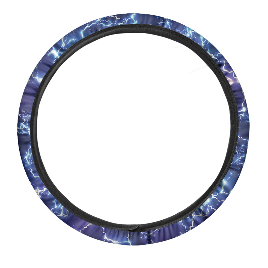 Blue And Purple Lightning Print Car Steering Wheel Cover