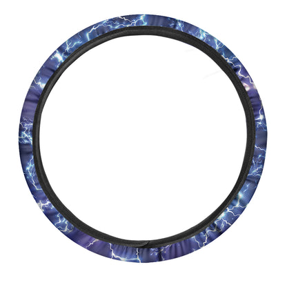 Blue And Purple Lightning Print Car Steering Wheel Cover