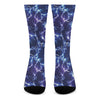 Blue And Purple Lightning Print Crew Socks