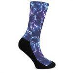 Blue And Purple Lightning Print Crew Socks