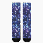 Blue And Purple Lightning Print Crew Socks