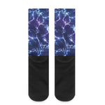 Blue And Purple Lightning Print Crew Socks