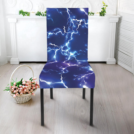 Blue And Purple Lightning Print Dining Chair Slipcover