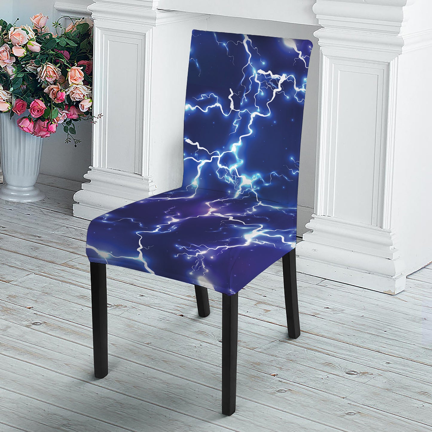 Blue And Purple Lightning Print Dining Chair Slipcover