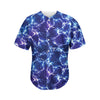 Blue And Purple Lightning Print Men's Baseball Jersey