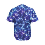 Blue And Purple Lightning Print Men's Baseball Jersey