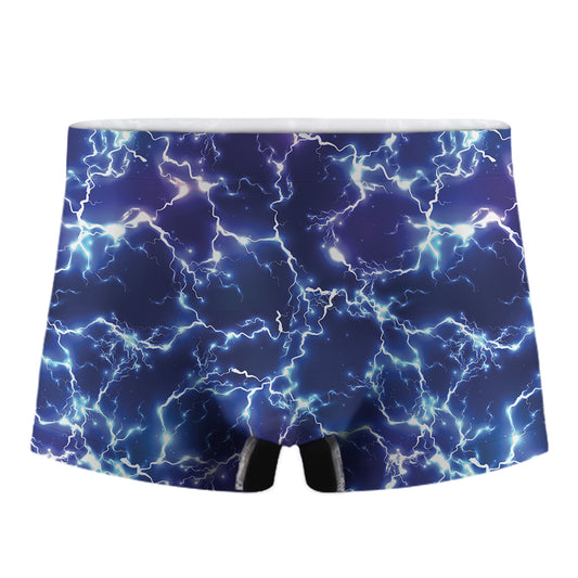 Blue And Purple Lightning Print Men's Boxer Briefs