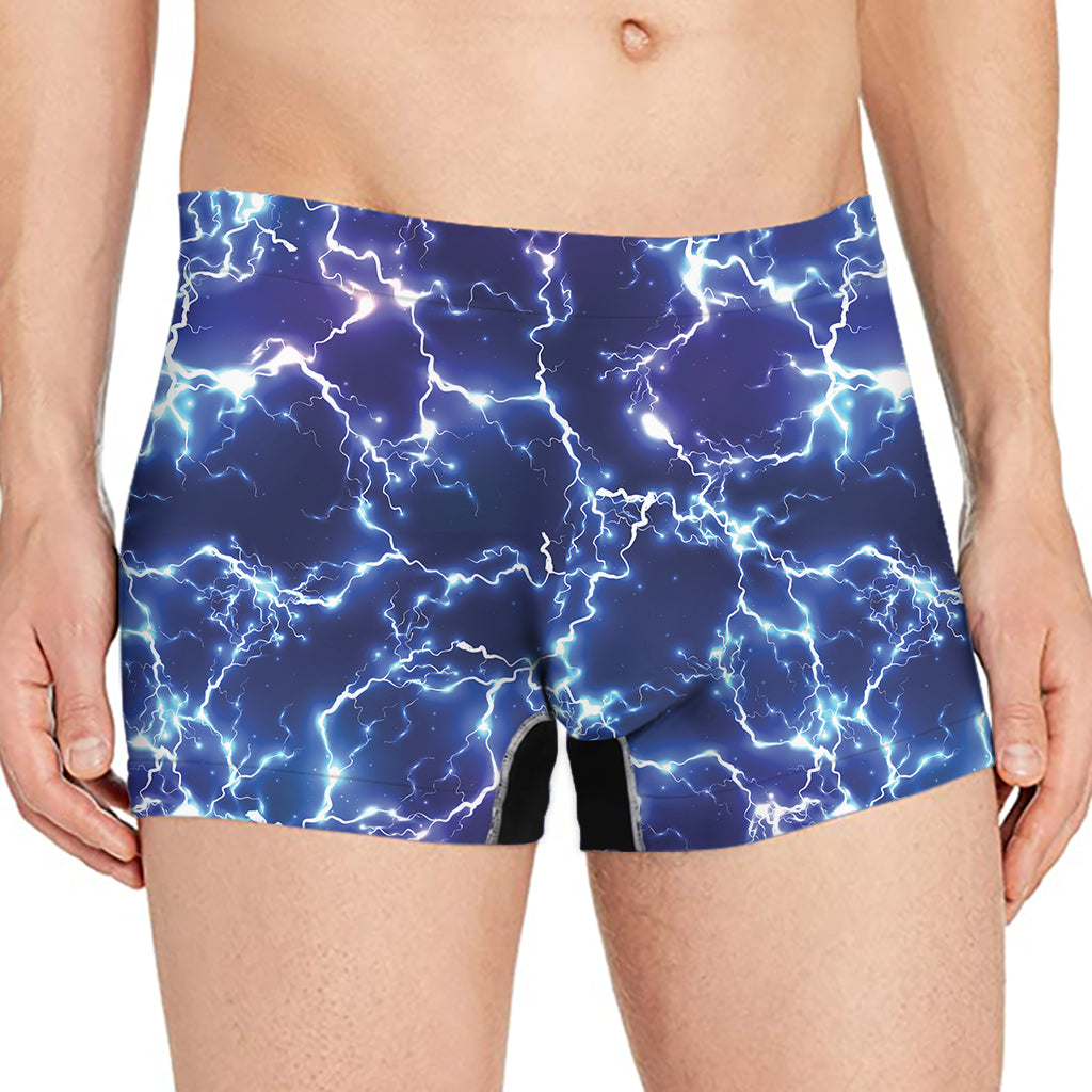 Blue And Purple Lightning Print Men's Boxer Briefs
