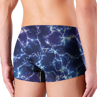Blue And Purple Lightning Print Men's Boxer Briefs