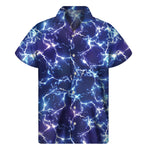 Blue And Purple Lightning Print Men's Short Sleeve Shirt