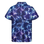 Blue And Purple Lightning Print Men's Short Sleeve Shirt