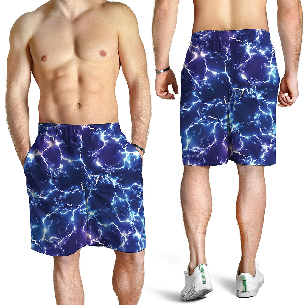 Blue And Purple Lightning Print Men's Shorts