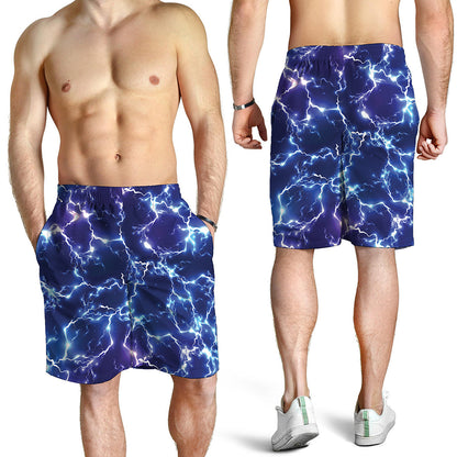 Blue And Purple Lightning Print Men's Shorts