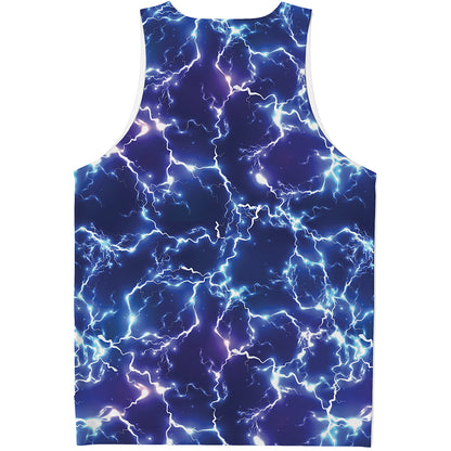 Blue And Purple Lightning Print Men's Tank Top