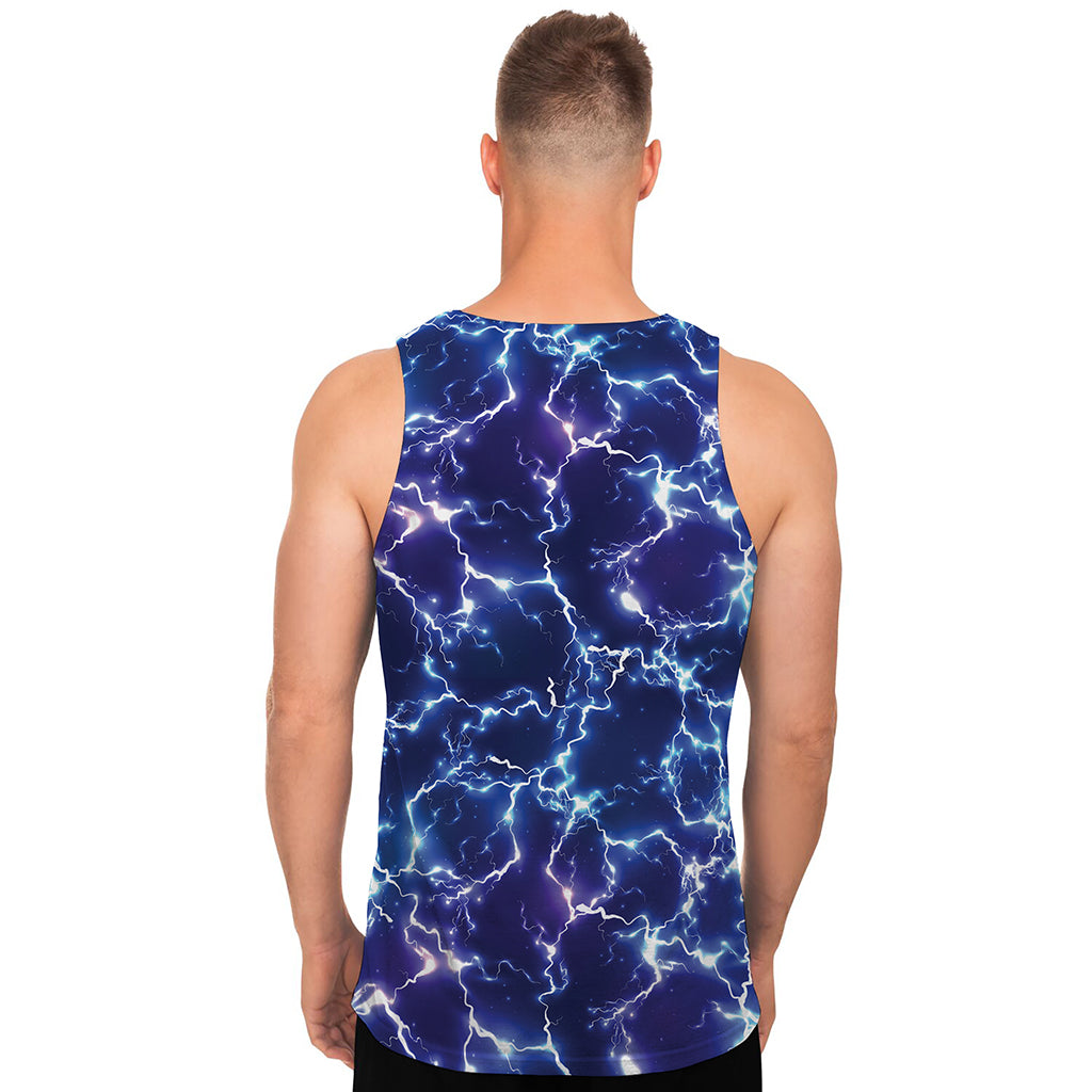 Blue And Purple Lightning Print Men's Tank Top