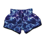 Blue And Purple Lightning Print Muay Thai Boxing Shorts