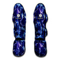 Blue And Purple Lightning Print Muay Thai Shin Guards