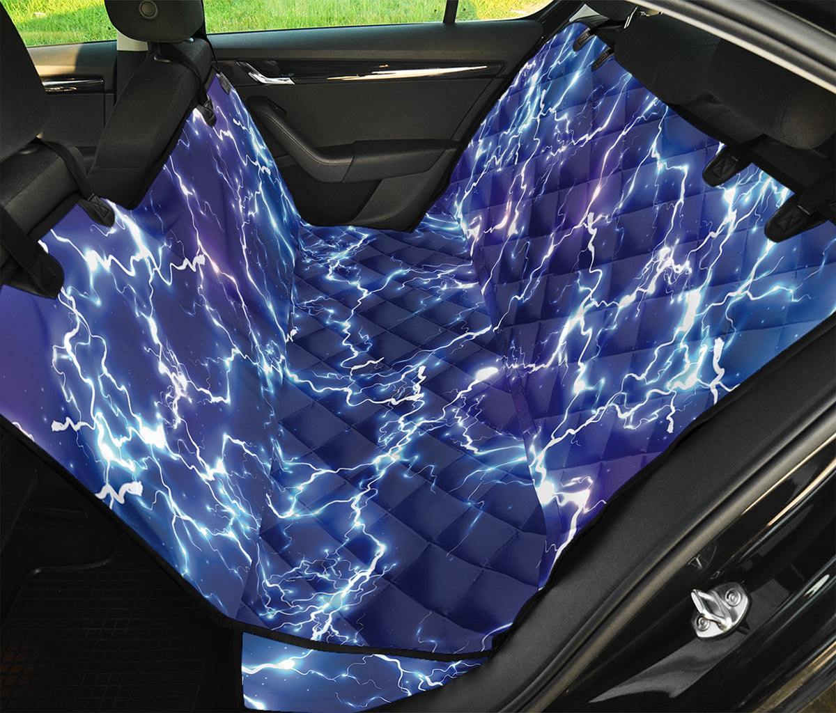 Blue And Purple Lightning Print Pet Car Back Seat Cover