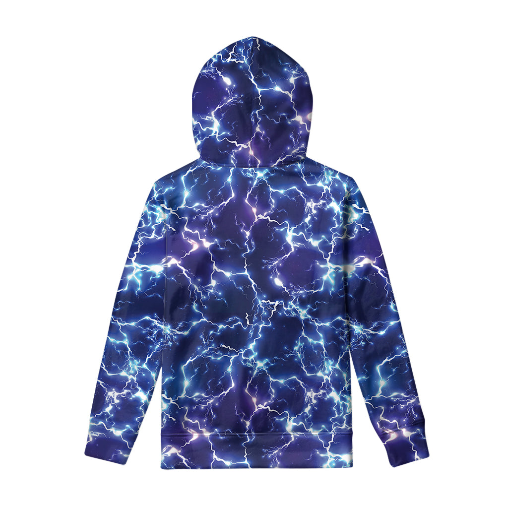 Blue And Purple Lightning Print Pullover Hoodie