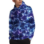 Blue And Purple Lightning Print Pullover Hoodie