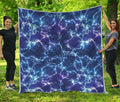 Blue And Purple Lightning Print Quilt