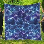 Blue And Purple Lightning Print Quilt