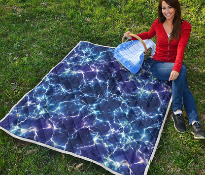 Blue And Purple Lightning Print Quilt
