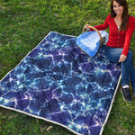 Blue And Purple Lightning Print Quilt