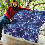 Blue And Purple Lightning Print Quilt