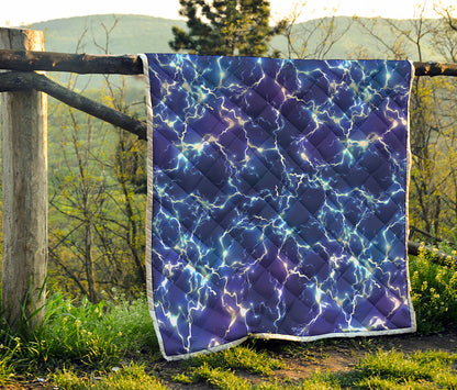 Blue And Purple Lightning Print Quilt