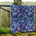 Blue And Purple Lightning Print Quilt