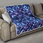 Blue And Purple Lightning Print Quilt