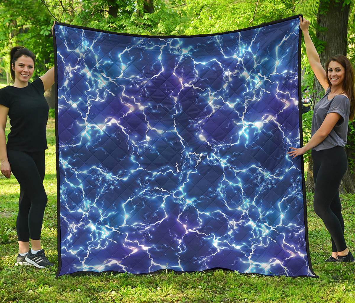 Blue And Purple Lightning Print Quilt