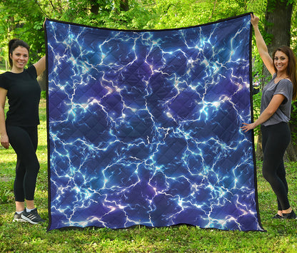 Blue And Purple Lightning Print Quilt