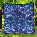 Blue And Purple Lightning Print Quilt