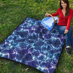 Blue And Purple Lightning Print Quilt