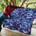 Blue And Purple Lightning Print Quilt