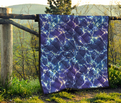 Blue And Purple Lightning Print Quilt